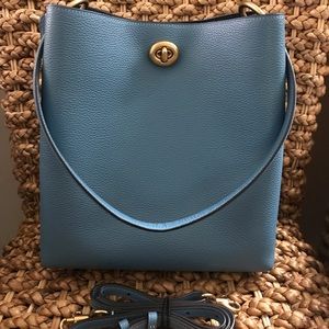 Coach Charlie bucket leather bag light blue